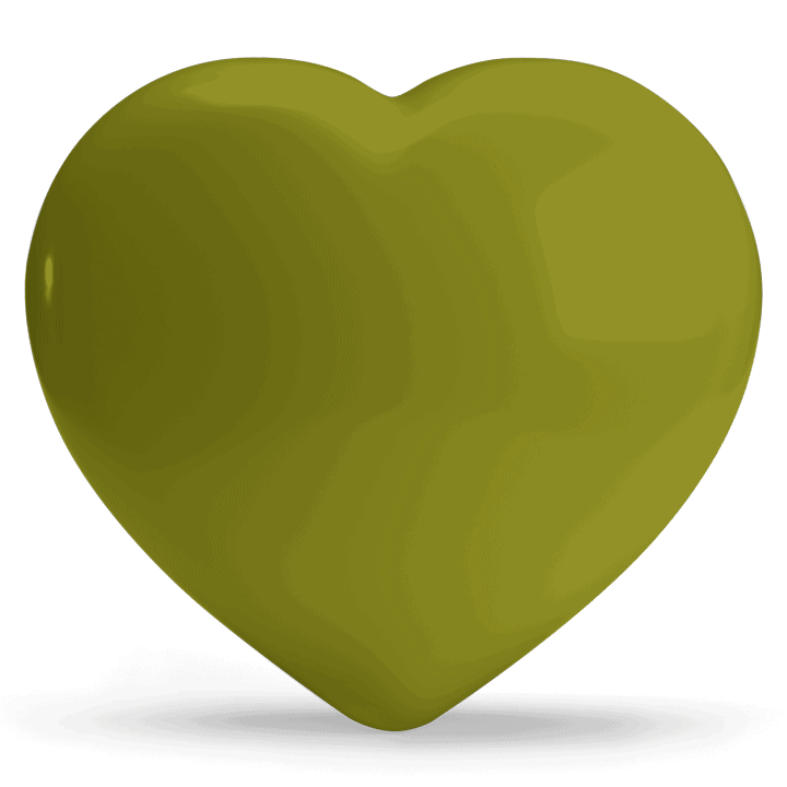 Lime/Olijfgroen hartje SinneHart: staat voor de kracht van een nieuw begin en het integreren van diepe levenswijsheid.