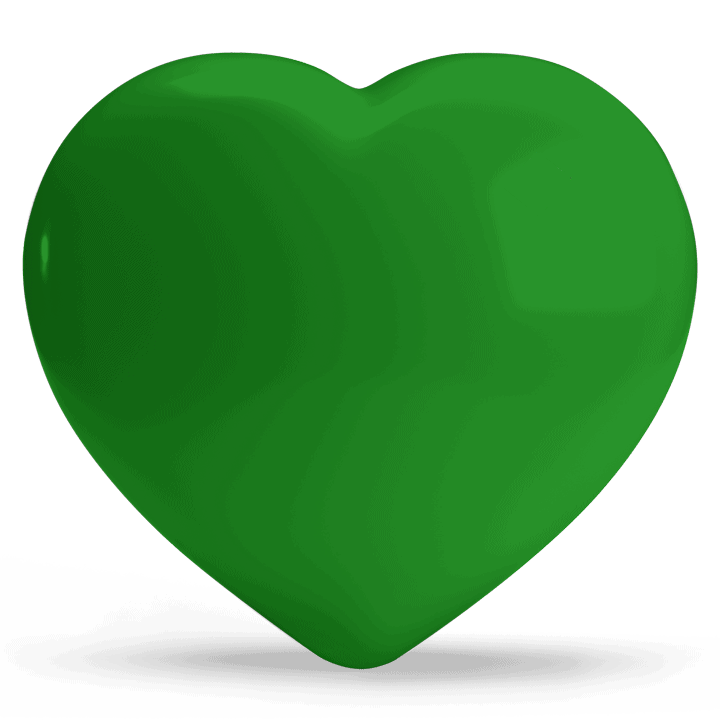 Groen hartje SinneHart: de kleur van balans, harmonie en liefde, die als het hart van de regenboog stabiliteit uitstraalt. Ons 4e Chakra
