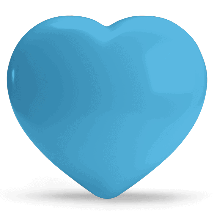 Blauw hartje SinneHart: de kleur van expressie en vertrouwen, die je uitnodigt om je stem te laten horen en je waarheid te delen. Verbonden met ons 5e Chakra